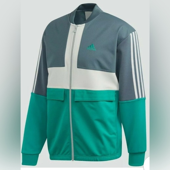 ADIDAS TRICOT TRACK JACKET FULL ZIP MENS LARGE CASUAL SPORTY - Picture 1 of 13